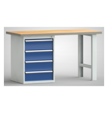 P_158256_7035-5010_1 Werkbank mit vier Schubladen und einer 40 mm starken Arbeitsplatte.