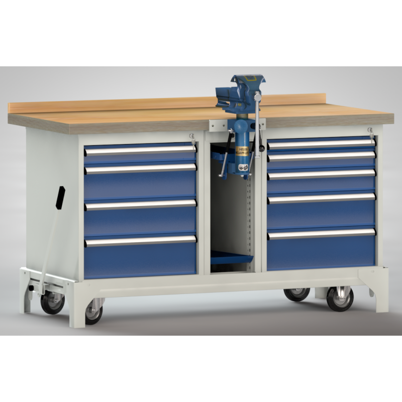 Fahrbare Werkbank mit Schraubstock Mobile Profi Werkstatt