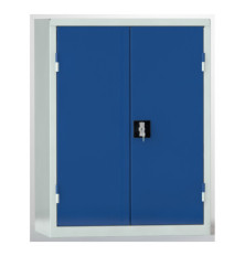 Universalschrank in den RAL Farben 7035 und 5010 mit abschließbaren Türen.