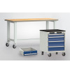 Bundle "Fahrbar die Basics" Bild mit einer Werkbank, Schublade und Schubladenschrank.