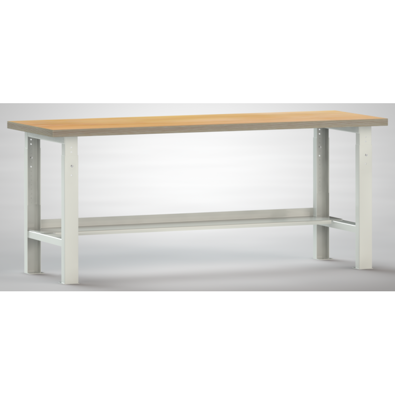 Höhenverstellbare Metall Werkbank in der RAL Farber 7016 Lichtgrau und mit einer Arbeitsplatte