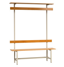 Sitzbank mit Kleiderleiste, Haken, und Sitzfläche aus lackierter Buchen Multiplex