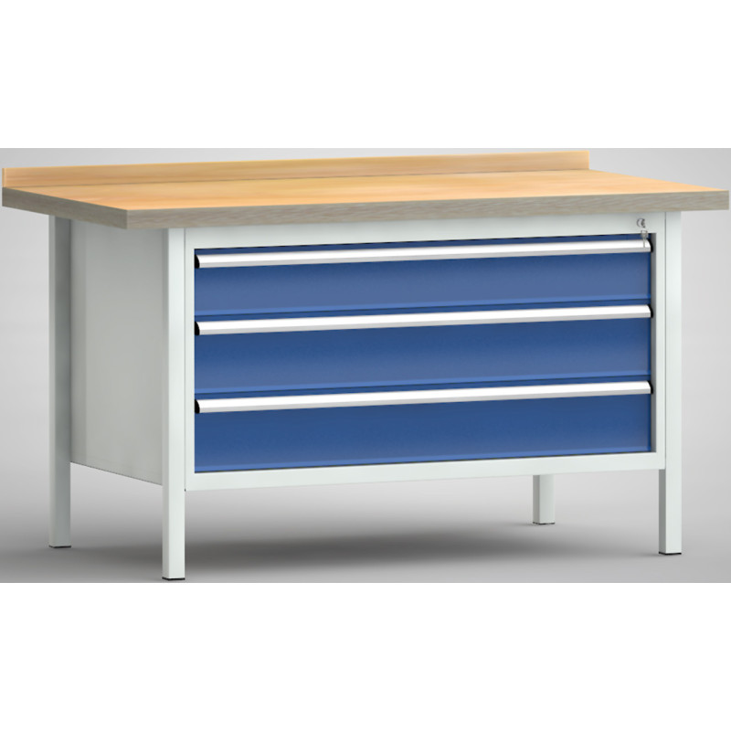 Standard Werkbank mit drei Schubladen und einer Buchen-Multiplexplatte