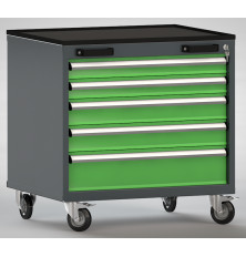 Werkzeugwagen mit fünf Schubladen und einem Abrollrand