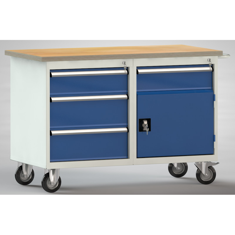 Werkbankwagen mit Buchen-Multiplexplatte und Schiebebügel