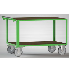 Tischwagen pulverbeschichtet in der RAL Farbe 6018 Gelbgrün.